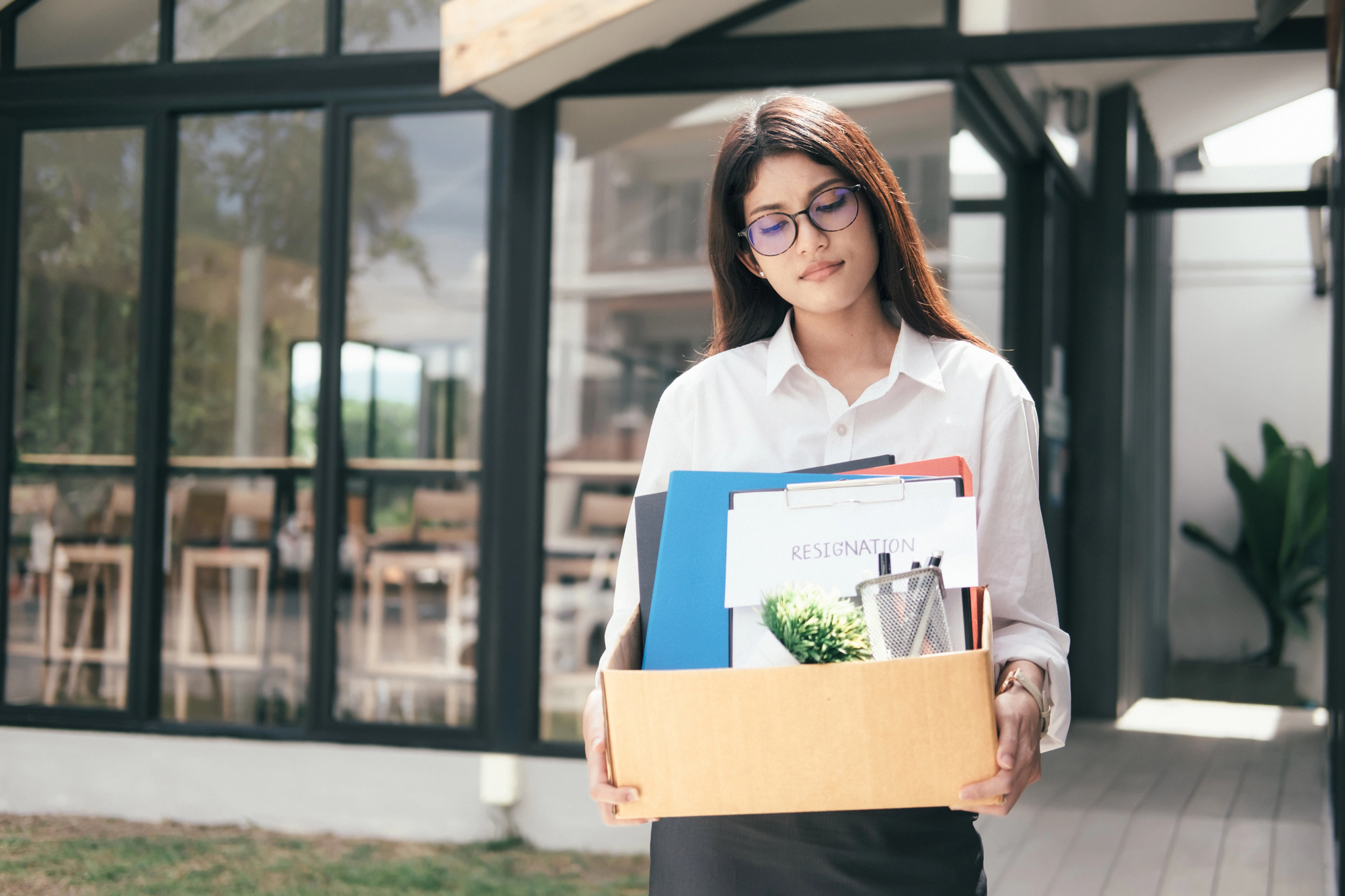Woman quitting job