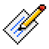 pencil and paper icon, pixelated/retro version