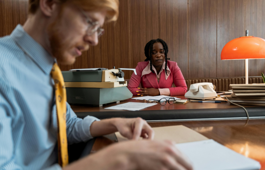 A Businesswoman Looking at Her Employee