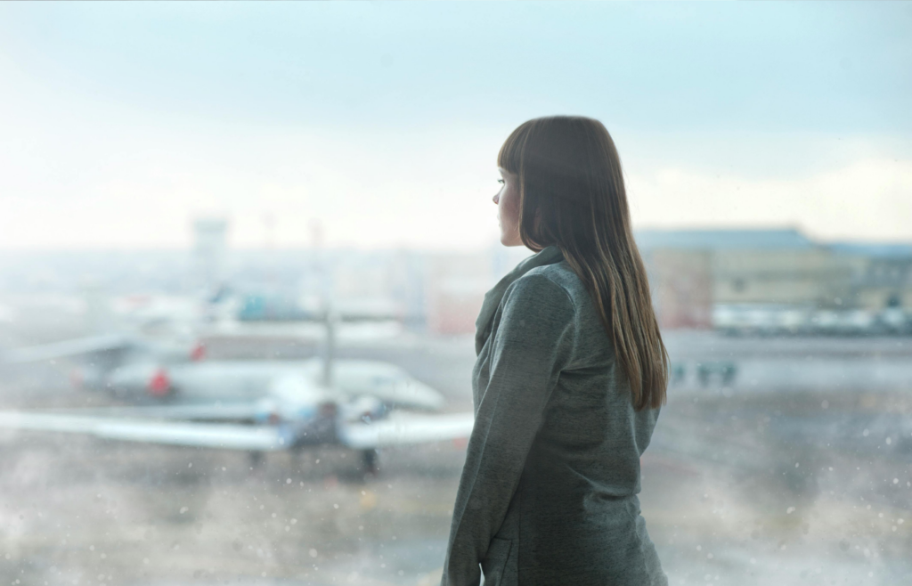 A woman at an airport