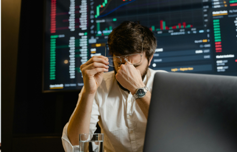 A worried investor watching