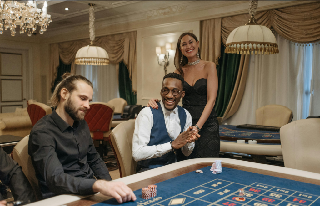 A gambling celebration moment.