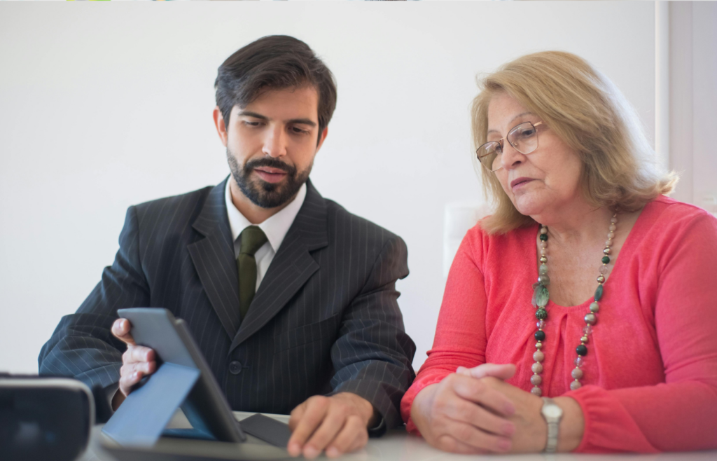 A businessman promoting an international investment opportunity.