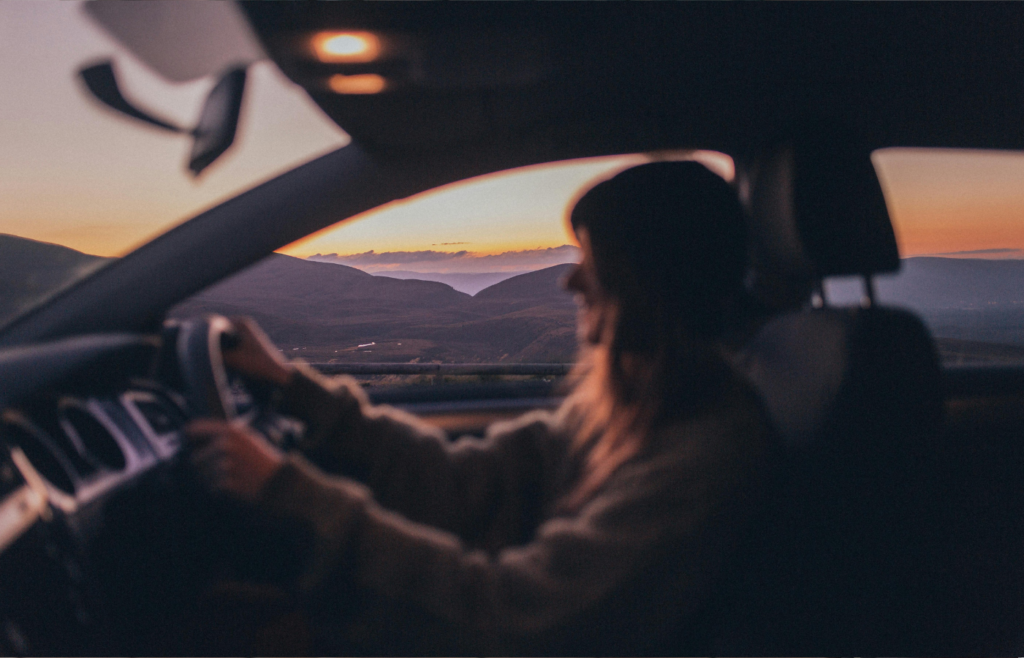 A stressed person sitting in a car