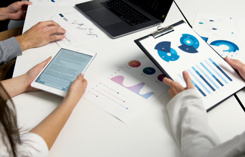Marketing professionals analyzing online store performance