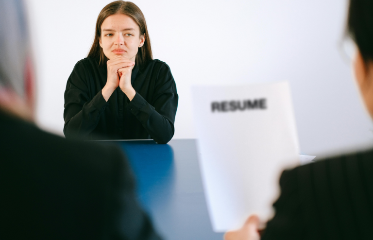 Woman Sitting Having Interview