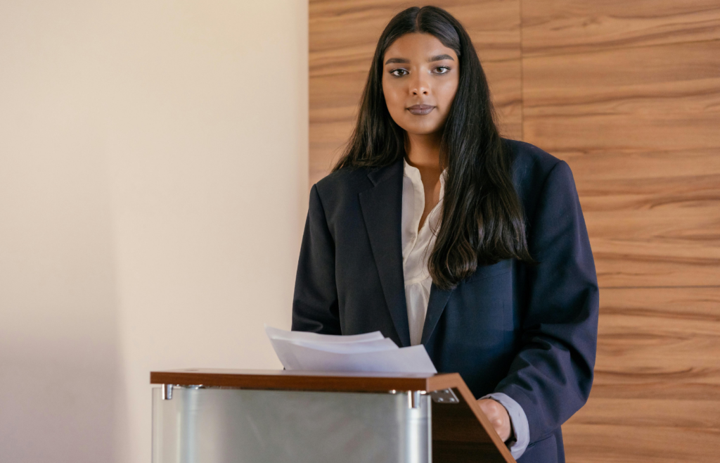 A professional candidate answering with confidence