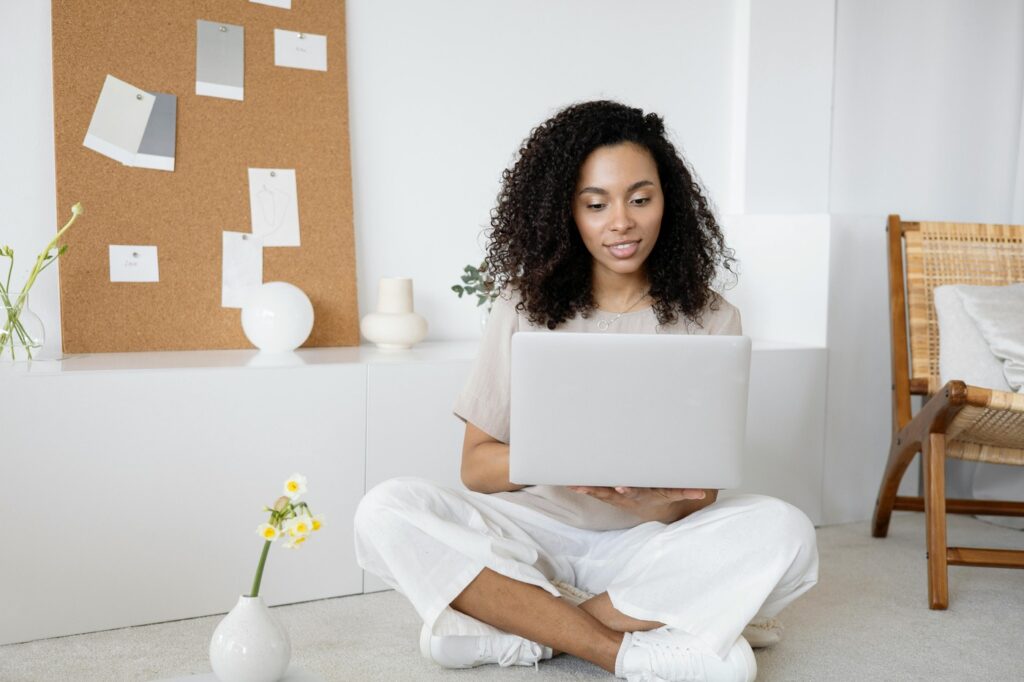 Woman using laptop