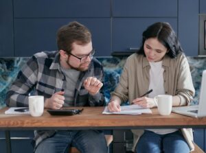 A couple looking over finances