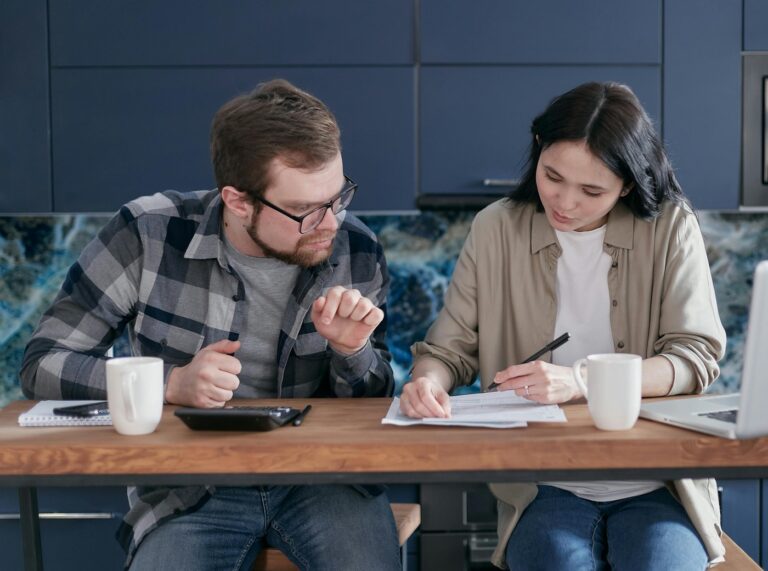 A couple looking over finances