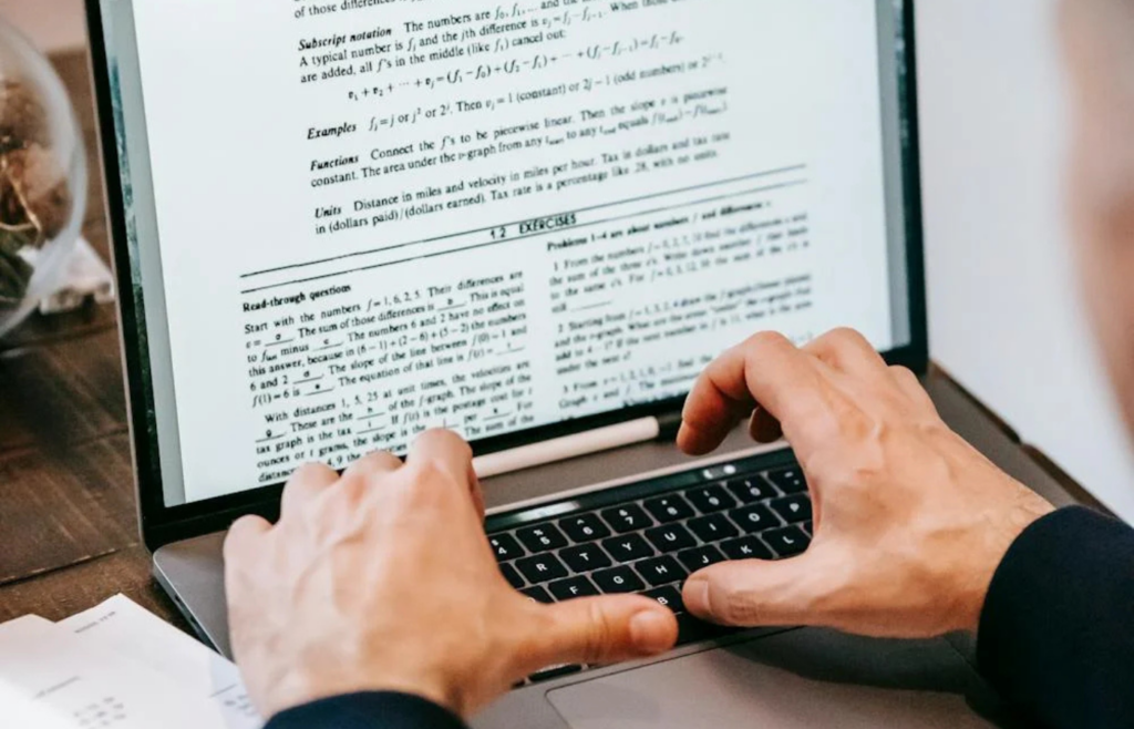 A researcher scanning online documents