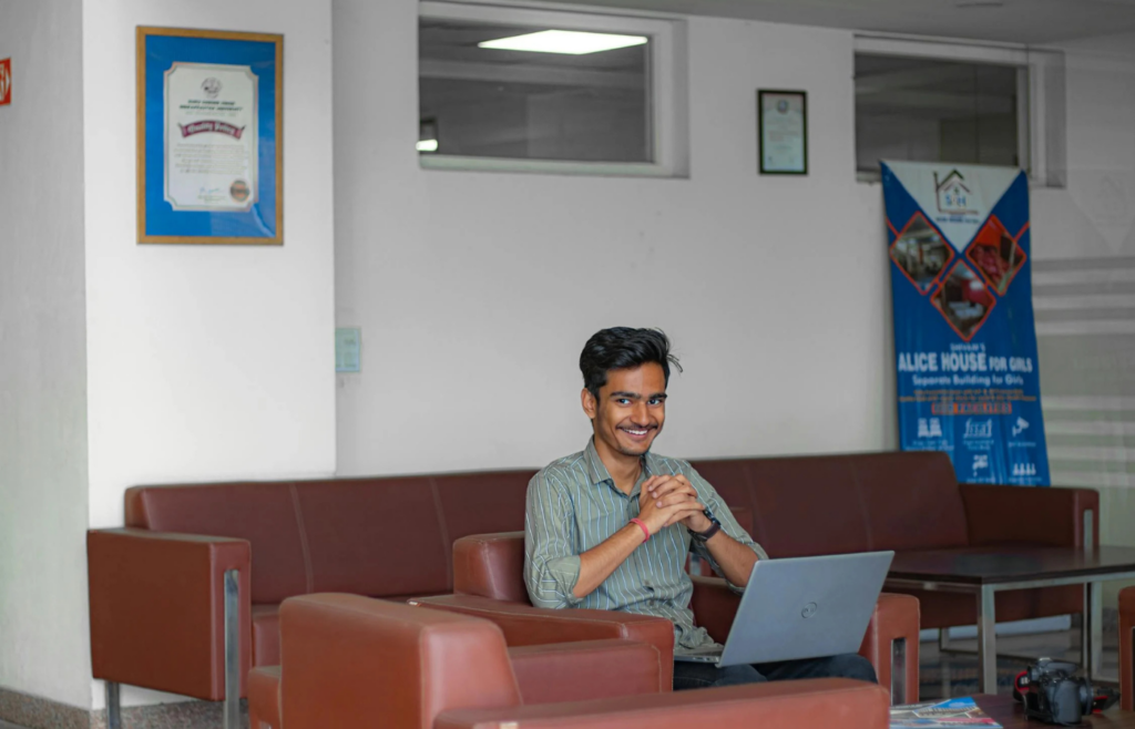 An individual refusing to use new technology in a modern office