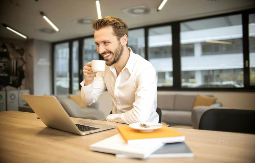 A businessman in a corporate office