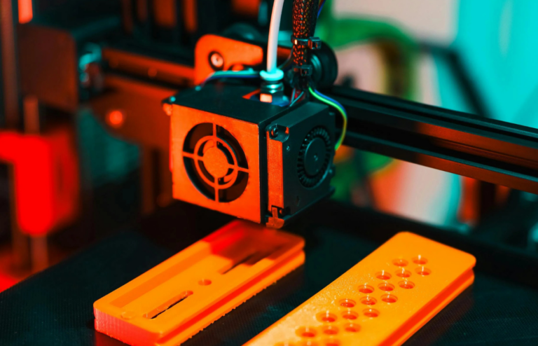 A 3D printer creating a mechanical part