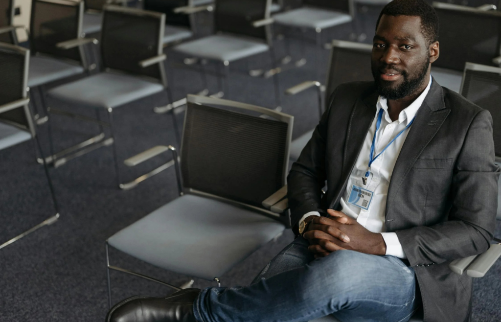 An empty chair at a networking event