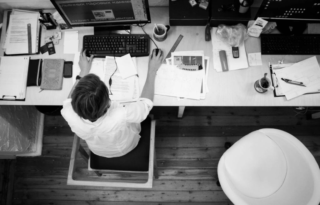 A manager working on computer