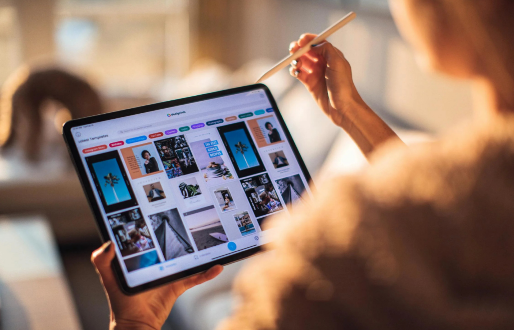 A person building an app with drag-and-drop tools