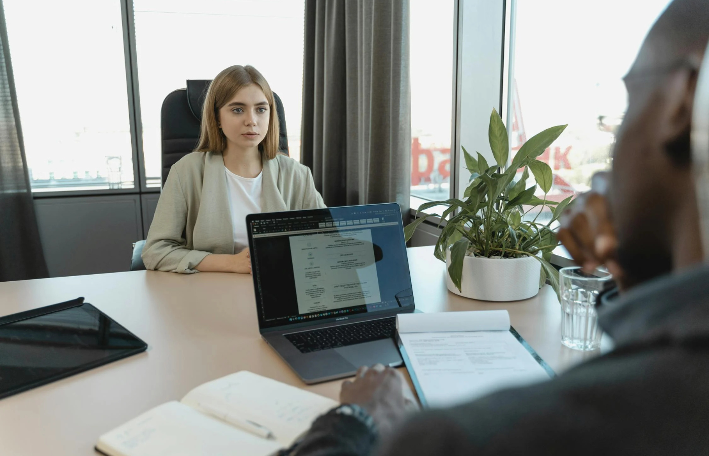 HR software dashboard with candidate profiles and schedules