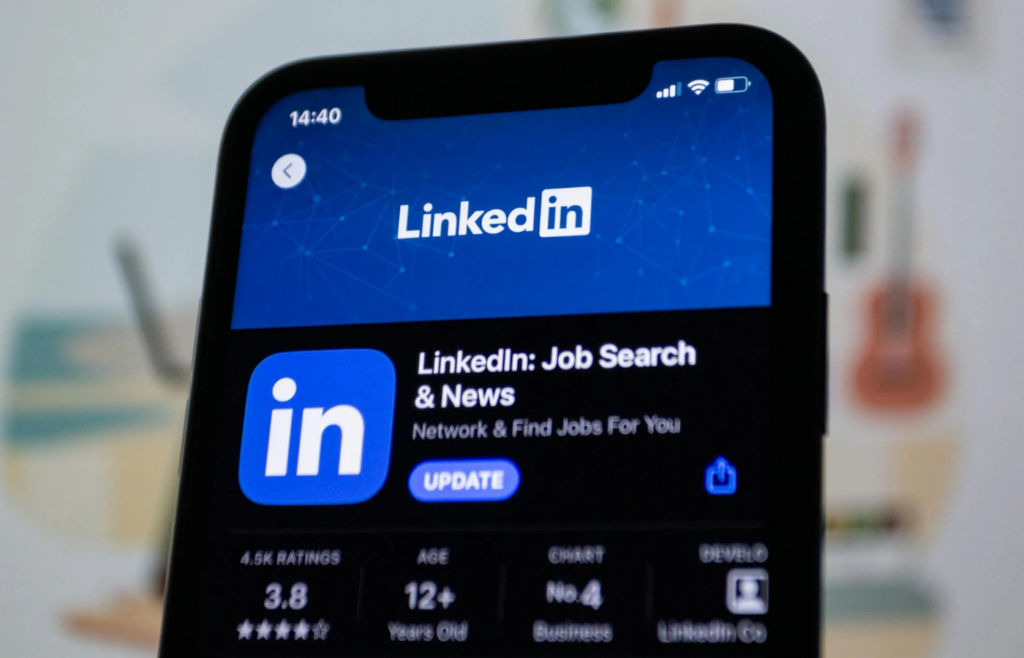 Phone displaying the LinkedIn app page