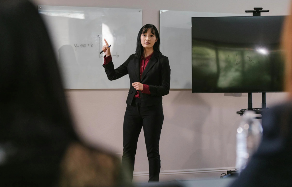 A professional leading a training session