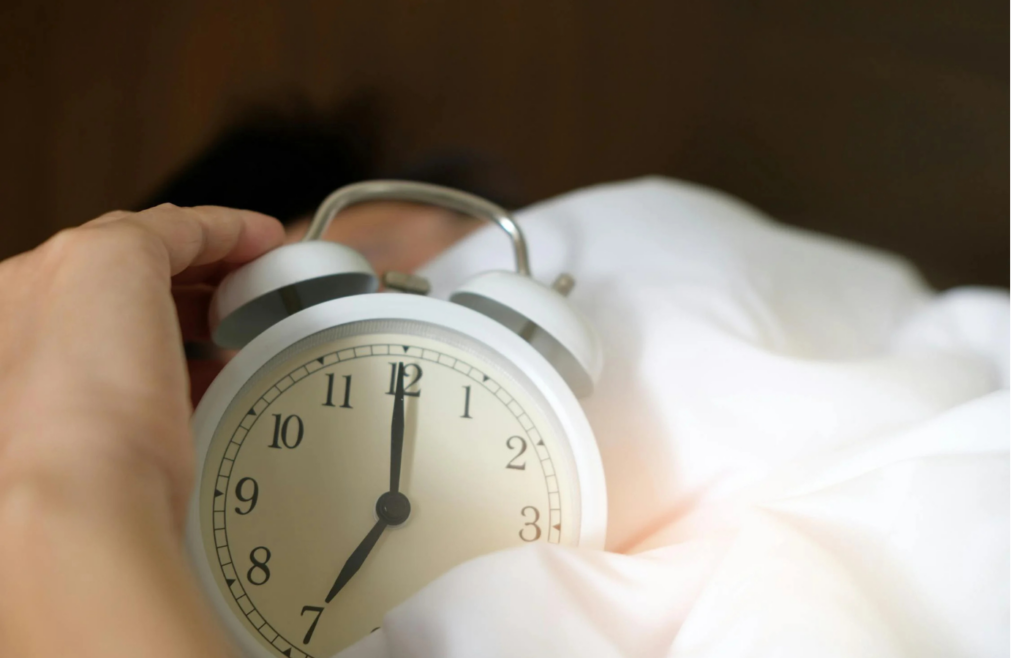 A sleepy person on a 6 a.m. video call