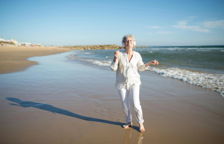 Person dreaming of early retirement on a beach
