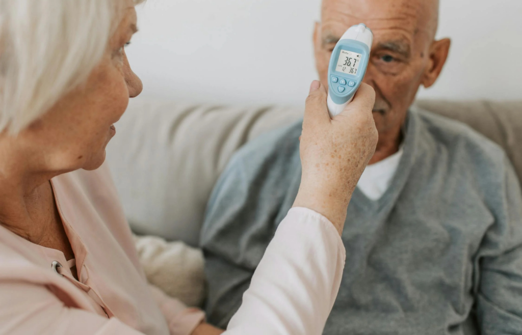 Elderly person in a nursing home setting