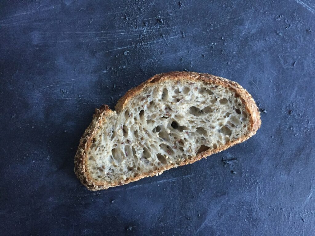 brown bread on blue table