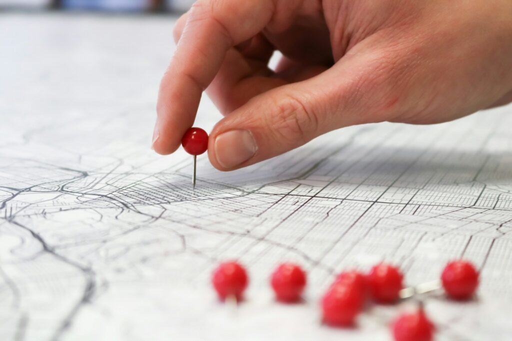 placing pins on a map