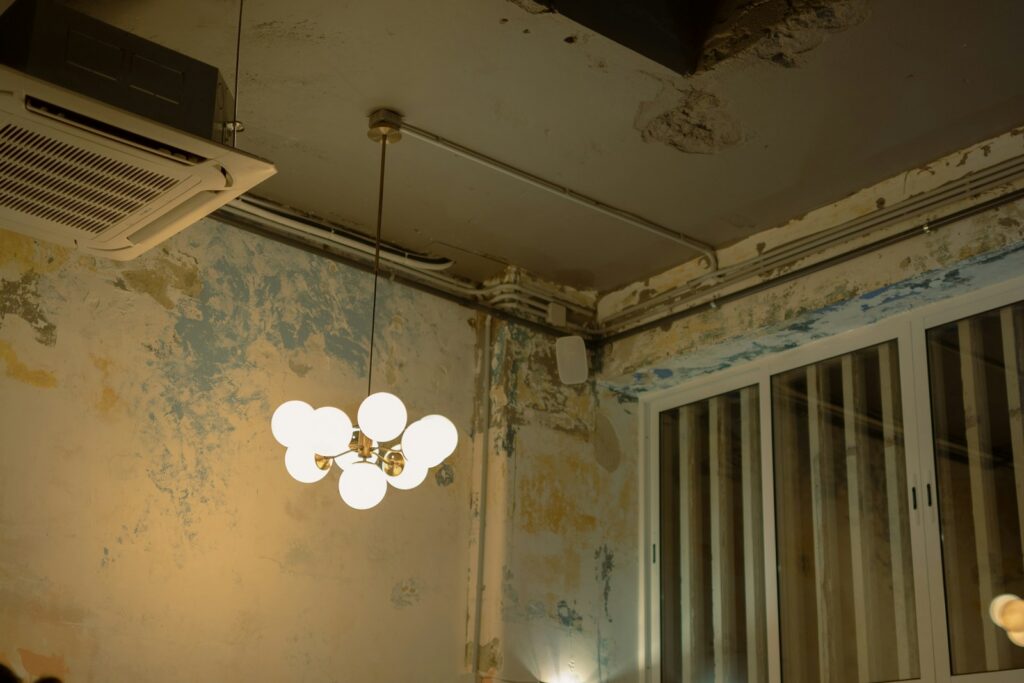 a light from a ceiling