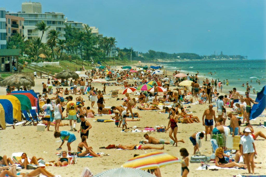Lake Worth Beach, Florida on a Crowded Day, 1990