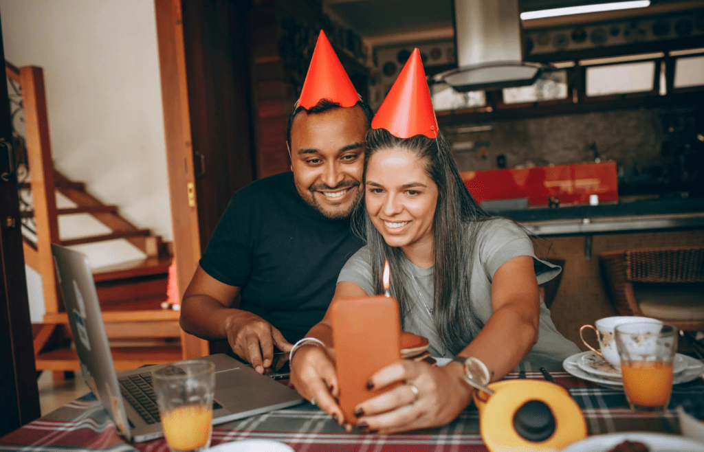 man and woman taking a picture