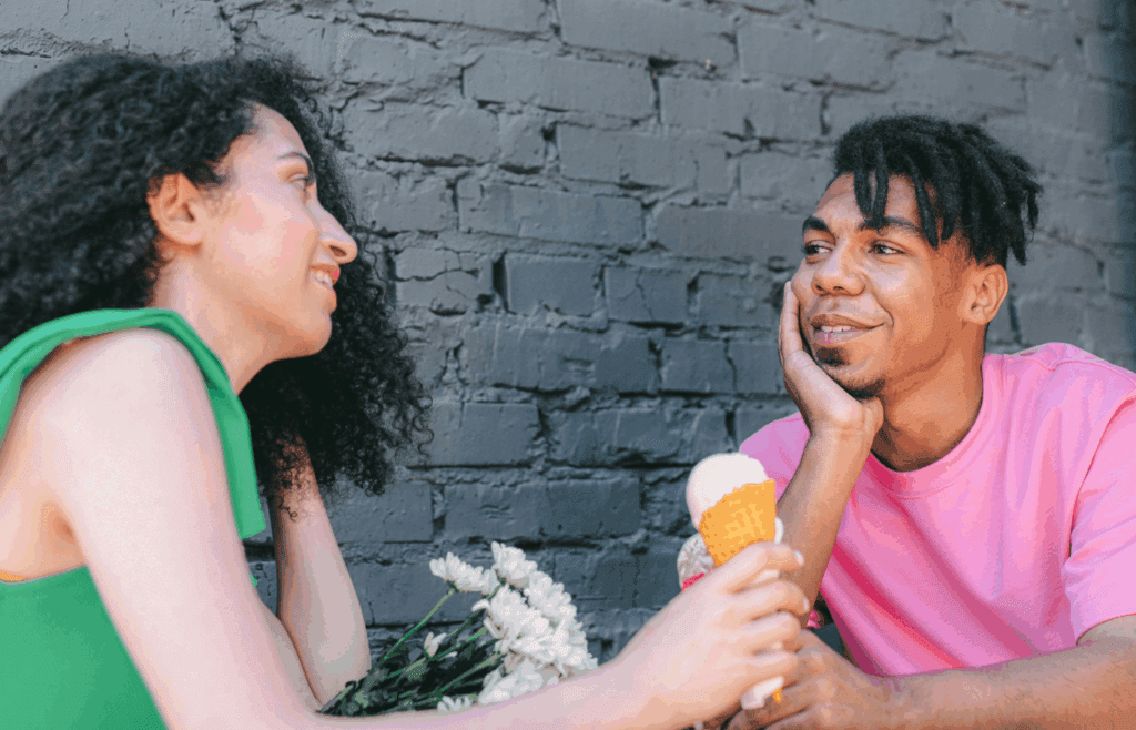 two people talking