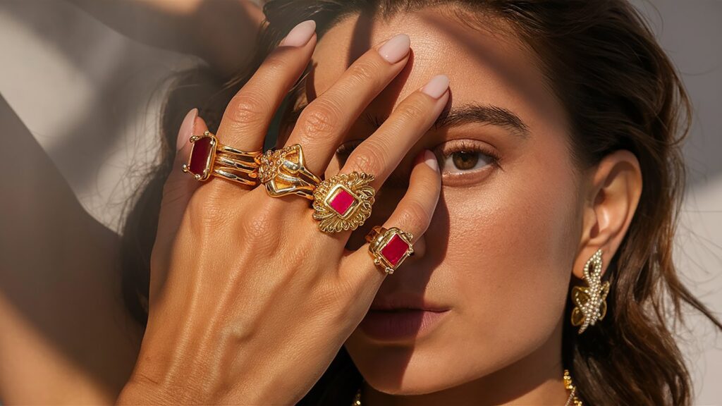 A woman holding her hands to her face