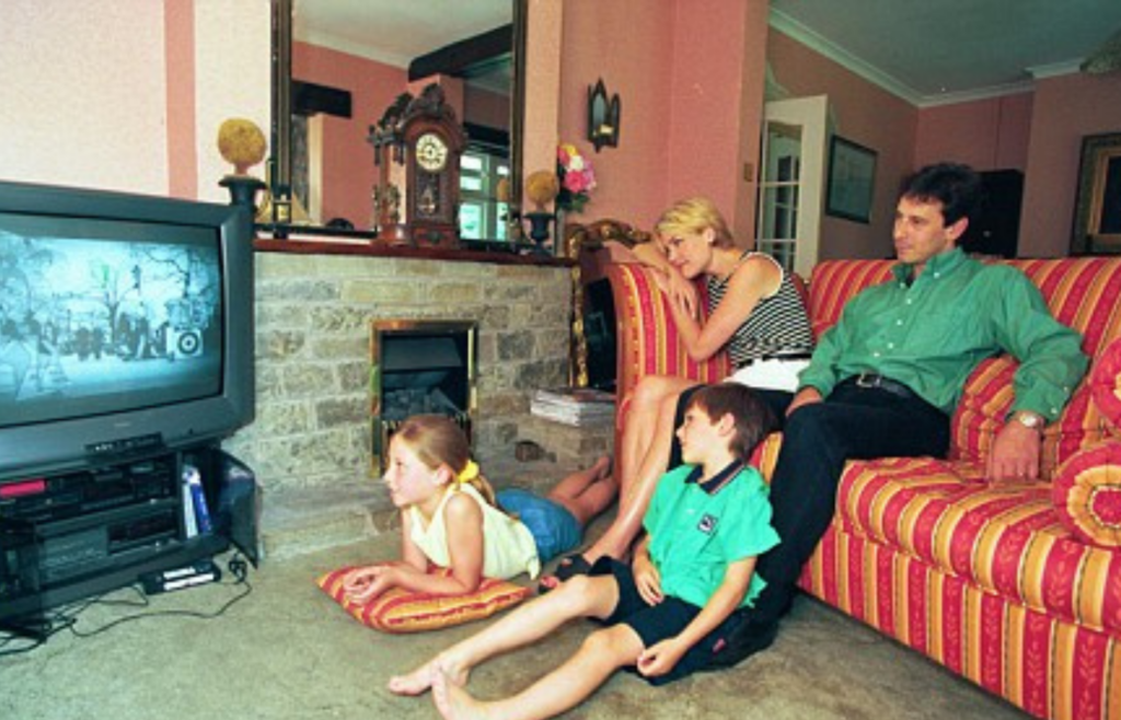 family watching tv