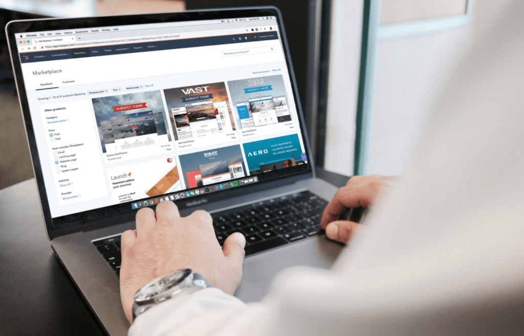 marketplace on laptop screen