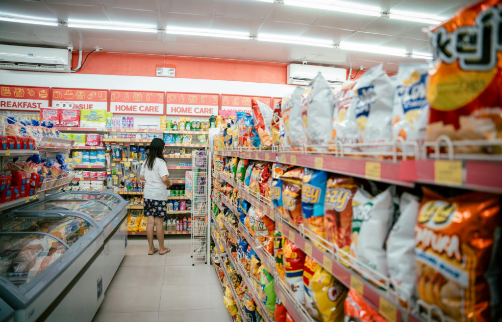 supermarket shelves