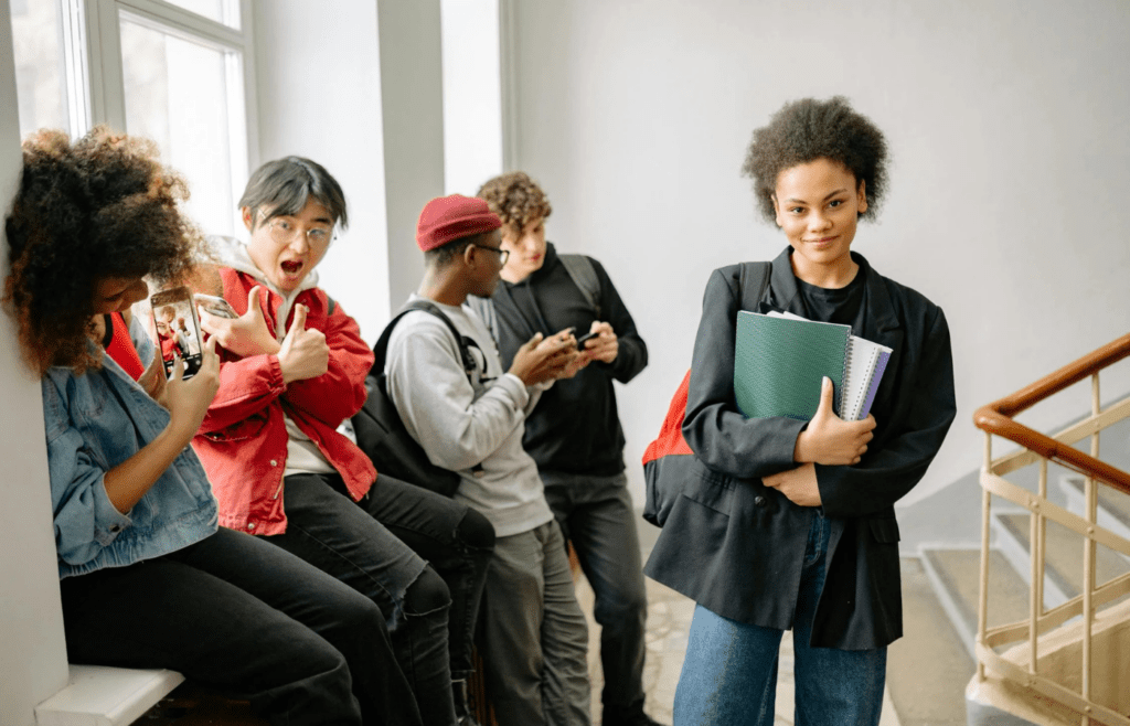 students in hallway