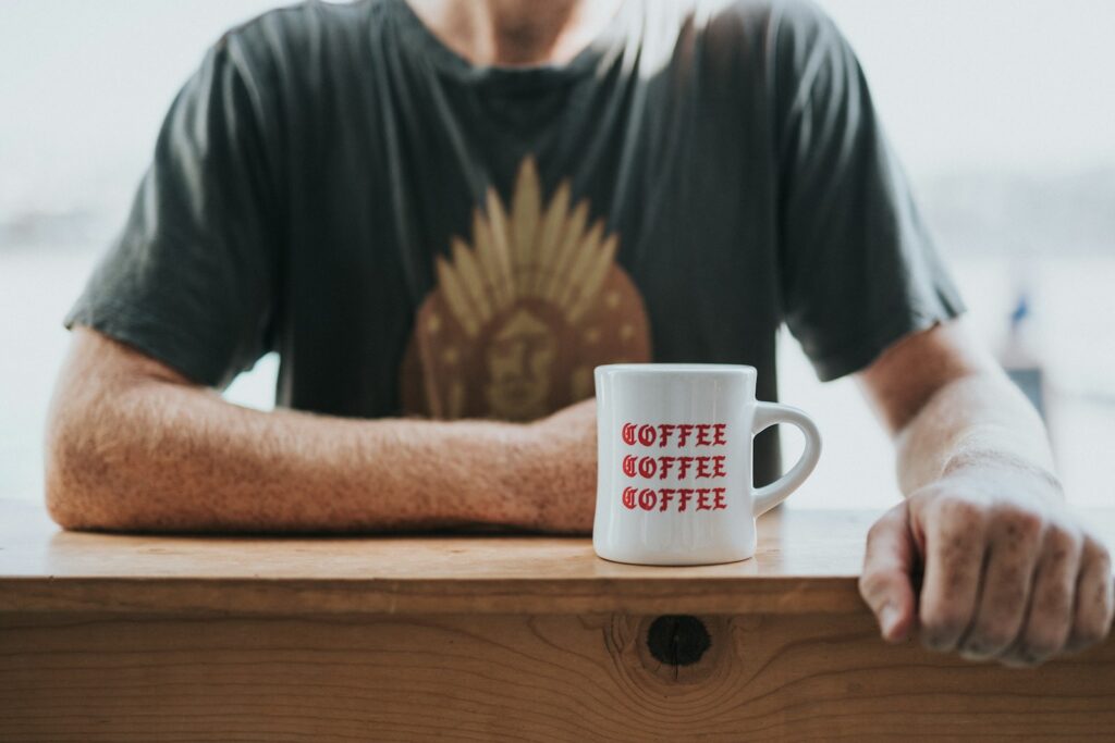 man drinking coffee