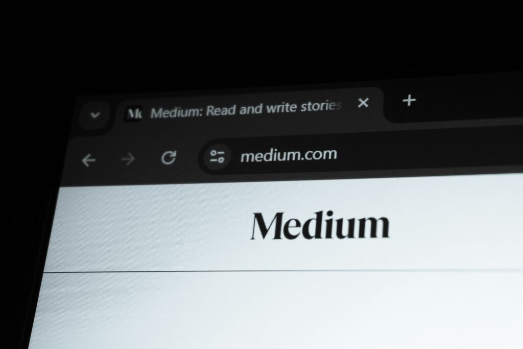 Medium.com website displayed on a screen.