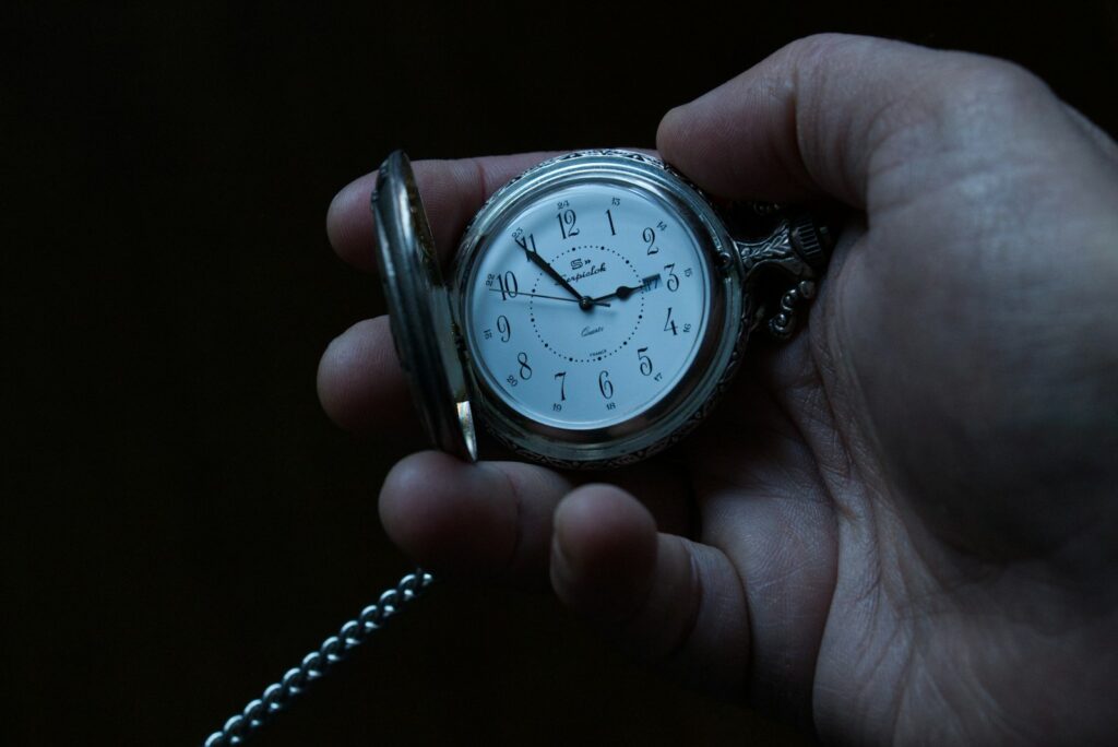 silver and white analog watch
