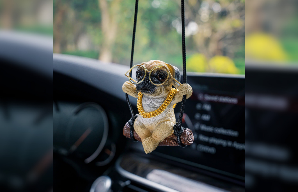Decorative Rearview Mirror Pug