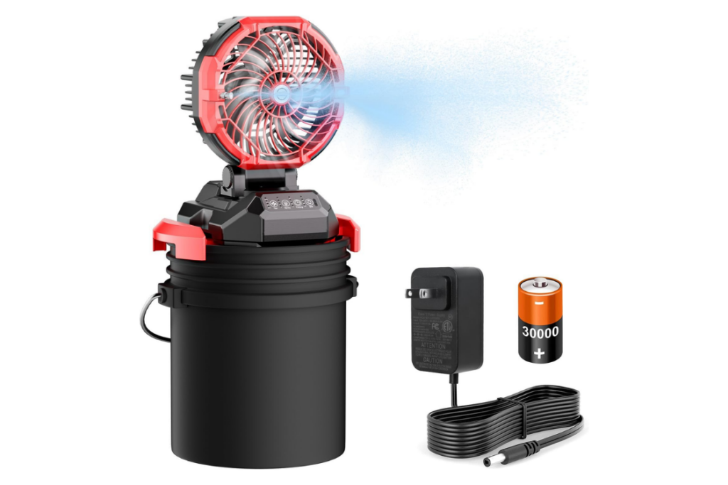 Portable Misting Fan with rechargeable battery for patio and outdoor use