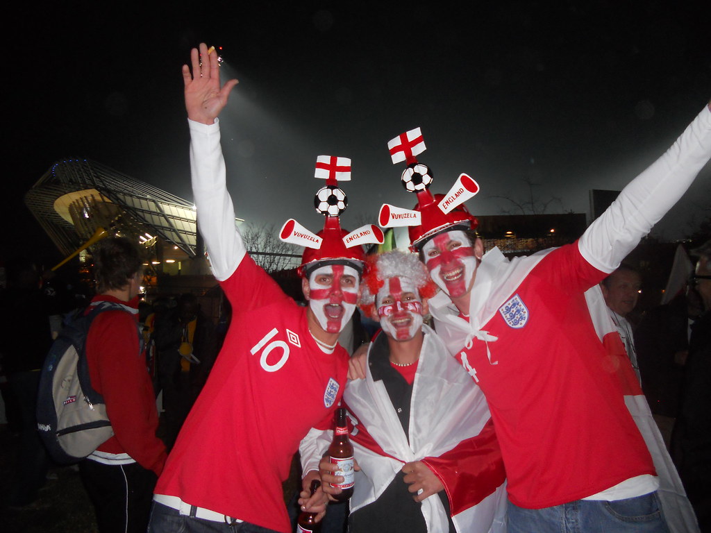 English and USA fans at Match 5 of the 2010 FIFA World Cup in Rustenburg