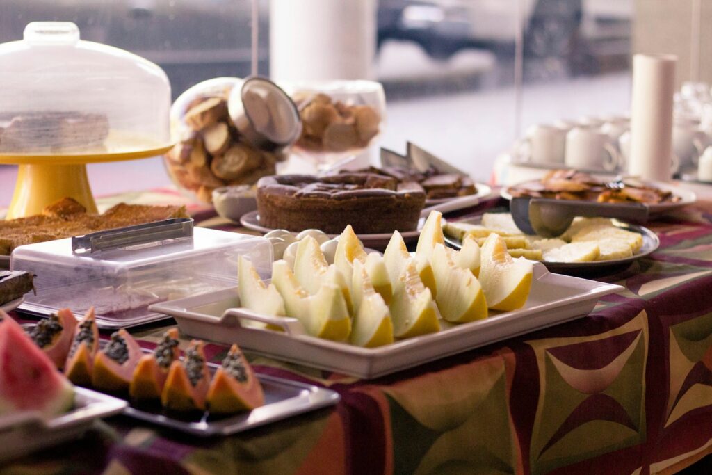Complimentary hotel breakfast buffet with fruits
