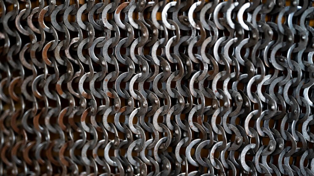 a close up of a chain link fence