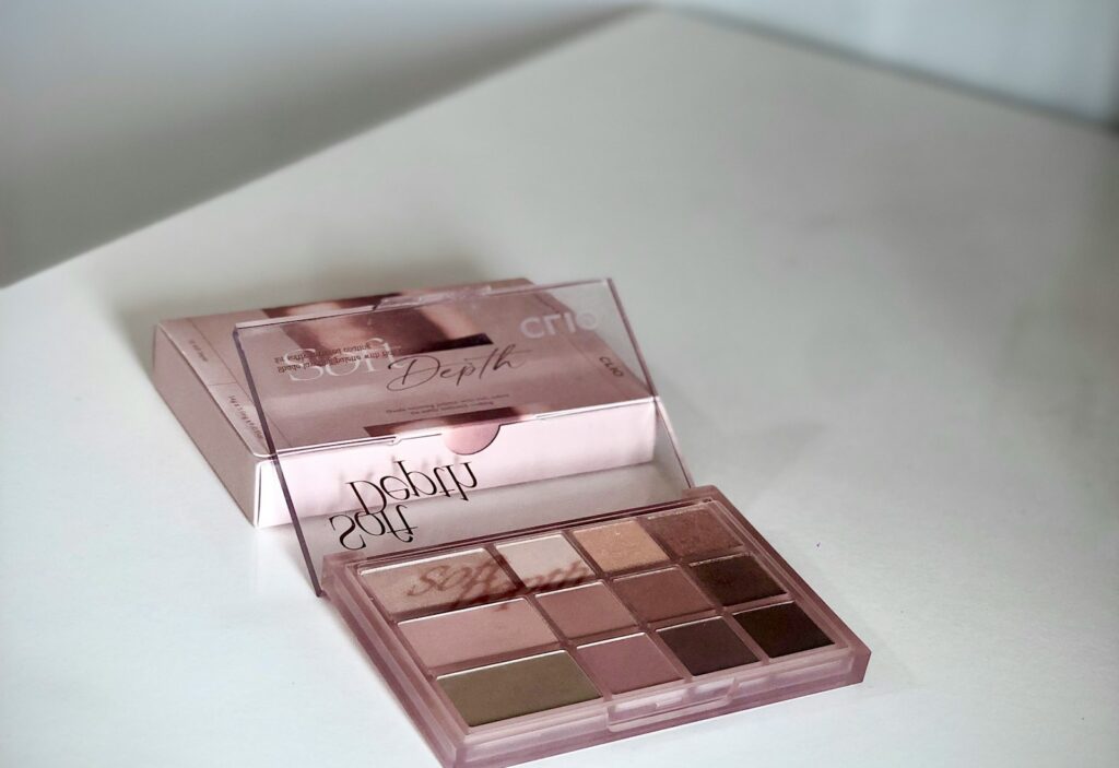A close up of a box of makeup on a table