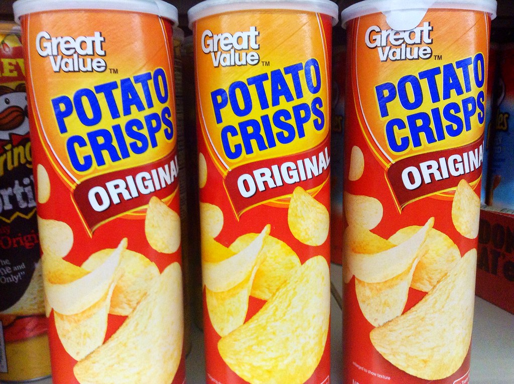 Pringles Store Brand 'Great Value ' Potato Crisps for Walmart Stores. Pics 5/2014 by Mike Mozart of TheToyChannel and JeepersMedia on YouTube #Pringles #GreatValueBrand #GenericPringles #PotatoChips #PotatoCrisps #PringlesKnockOff #PringlesStoreBrand