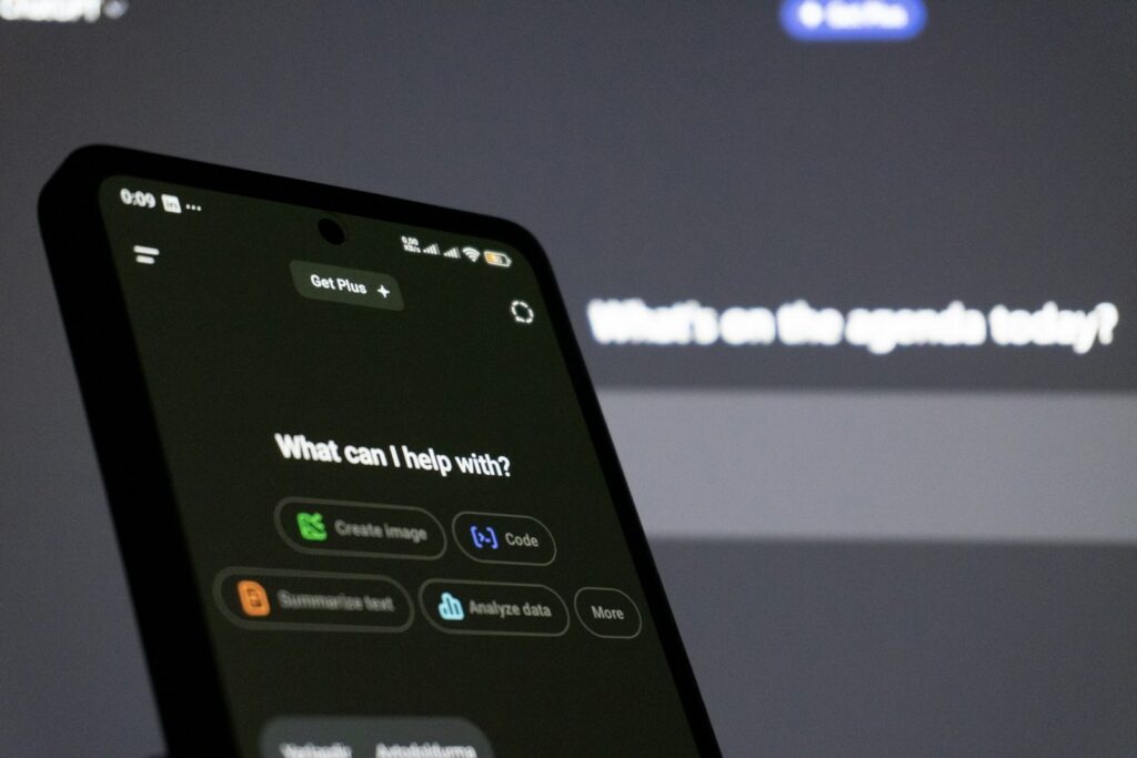 Smartphone screen displaying ai assistant interface.