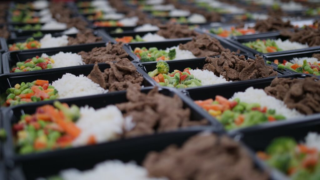 a buffet of food